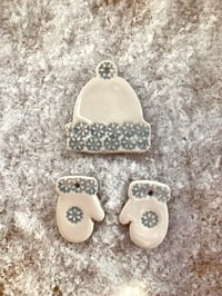 Image 3 of Ceramic Winter Hat and Mittens. Set of 3