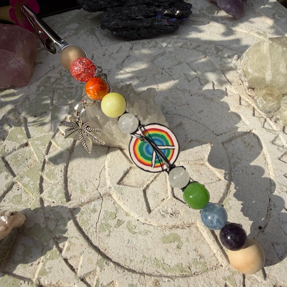 Image of peace & love roach clip