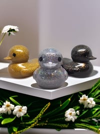 Image 1 of Set of 3 Resin Art OlllllO Ducks Ceramic Coated with Ducking Cards 'The Banshee'