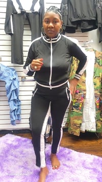 Image 3 of Black White Shoulder Jogget