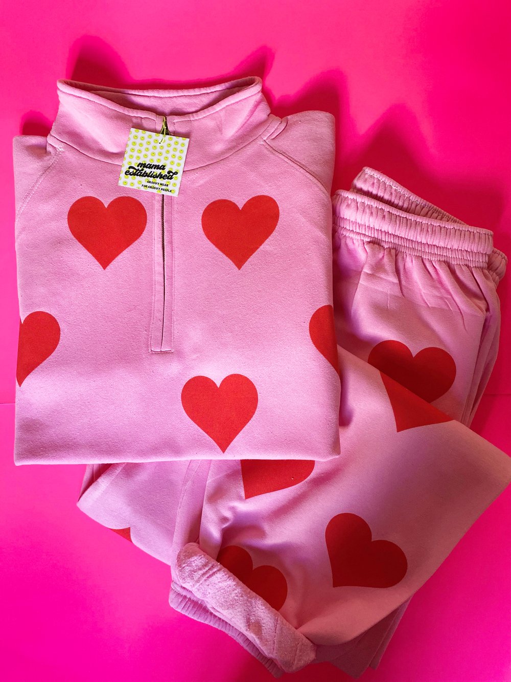 Image of I heart you pink zip up/bottoms 