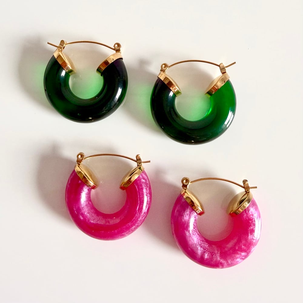 Image of ORECCHINI CHUNKY HOOPS PIETRA DURA