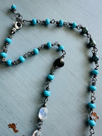 Image 4 of Tibetan turquoise necklace with hand engraved Saint Augustine quote bar pendant