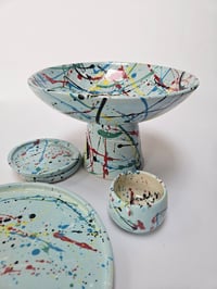 Image 2 of Blue splash pedestal bowl 