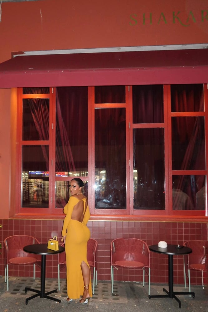 Image of YAGI MUSTARD YELLOW  BACKLESS DRESS (S)