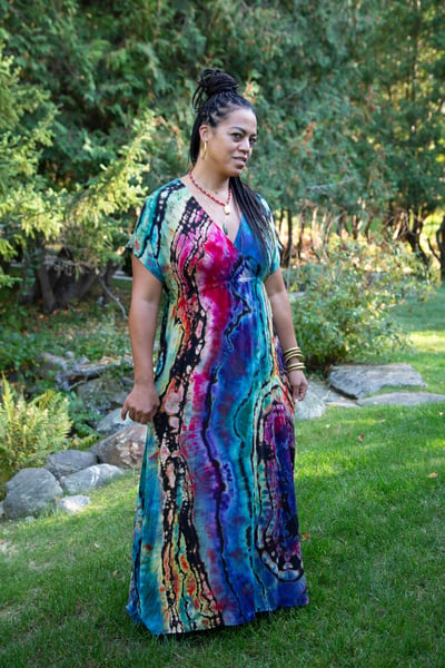 Image of Rainbow Geode rayon maxi Dress 2XL 
