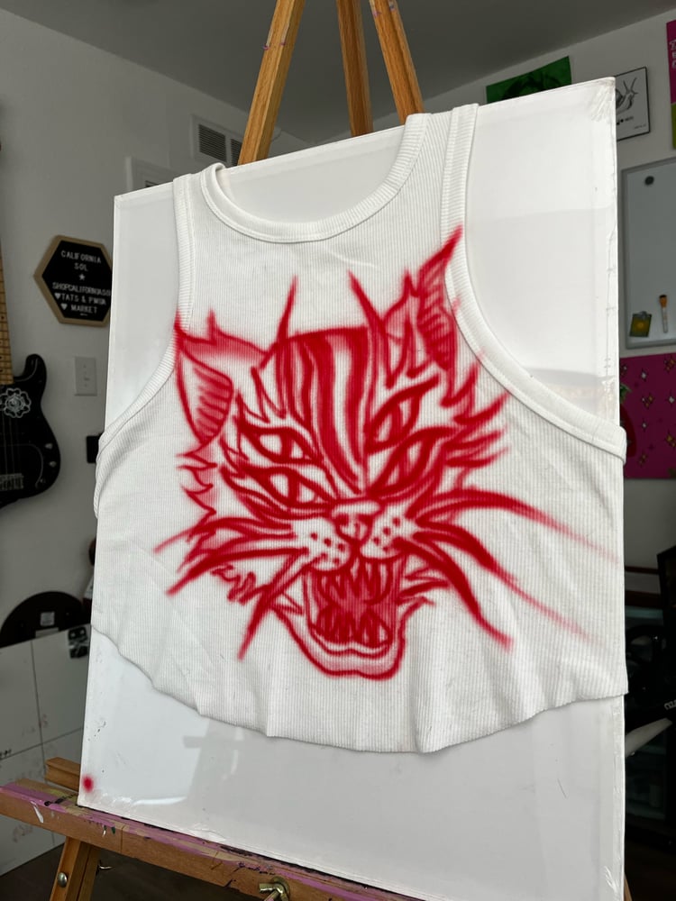 Image of raging cat airbrushed tee