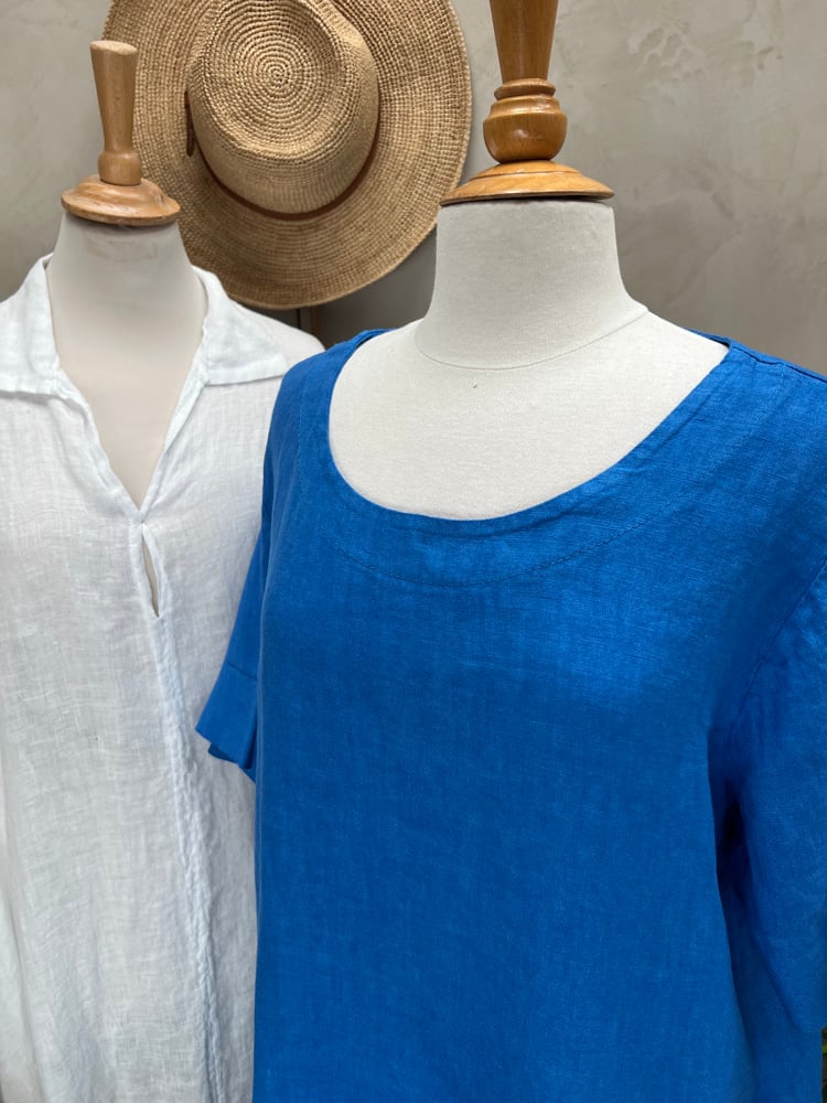 Image of Robe En Lin Gaïa II Bleu Bleu Roy
