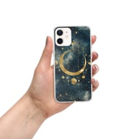 Image 10 of Blue and Gold Celestial Moons Design Clear Case for iPhone®