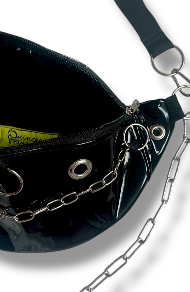 Image of Black PVC Waistbag with metal details