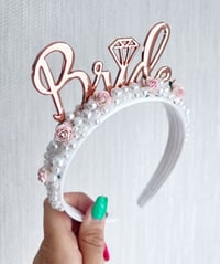 Image 3 of Bride hen do tiara crown Flower & Pearls hair accessories 