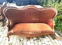 Old French Brown Velvet Two Seater