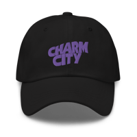 Image 2 of Embroidered Charm City Purple Dad Hat 
