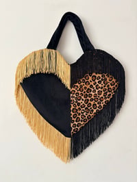Image 2 of The Leopard Split Fringe Heart Bag – Sample Piece 🖤🐆
