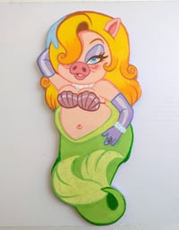 Image 1 of Miss Piggy Mermaid Woodcut