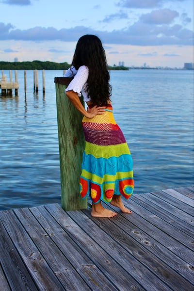 Image of Boho Style colorful handmade crochet Skirt