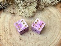 Image 5 of Purple Swirl D6 Pair | Star Pips Handmade Jesmonite Dice