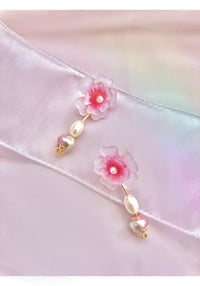 Image 1 of Camellia and Pearl Earrings 