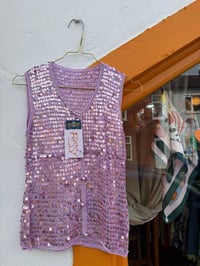 Dusky Pink Sequin Crochet Cardigan One Size