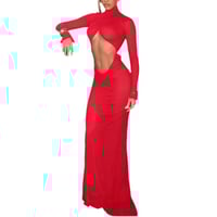 Image 4 of Ruched Backless Gown plain elegant red dresses long