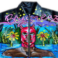 Image 3 of BOYS TEARS LEATHER CROPPED JACKET