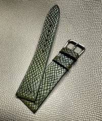 Image 1 of Olive Green Russian Grain Calfskin Watch Strap