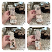 Image 8 of Reserved Listing for Deandre petite snippet sample french lace book in a tiny tin.