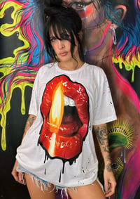 Image 3 of “LIGHT MY FIRE” HAND PAINTED T-SHIRT LARGE