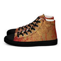 Image 1 of Gold and Red Textured Antique Goth Inspired Women’s high top canvas shoes