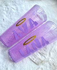 Image 1 of Purple angel Snowglobe Tumbler