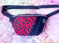 Image 1 of HIP BAG "RED LEOPARD & BLACK DENIM" 