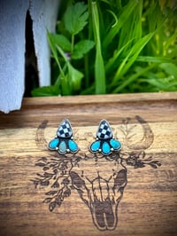 Image 1 of Checkered turquoise Post Earrings