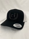 Black/white curved bill black reflective 