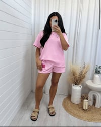 Image 3 of PINK - LIFE ISNT PERFECT OVERSIZED T-SHIRT & SHORTS CO-ORD SET