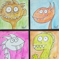 Icons of Kepiland - FOUR 4" x 4" framed watercolors!