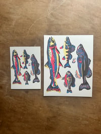 Reproduction Linocut Print - rainbow fish