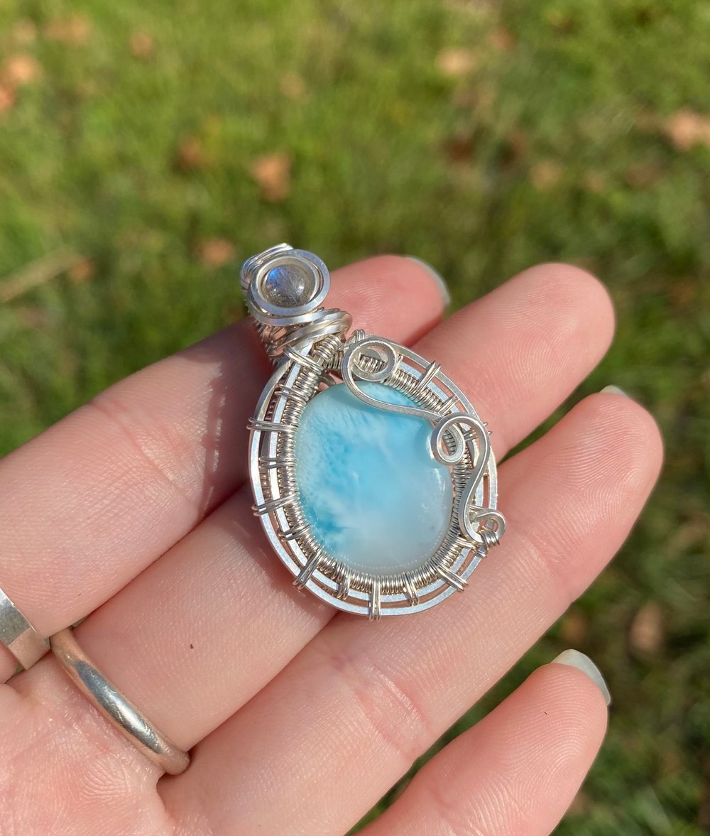 Image of Larimar + Labradorite Pendant