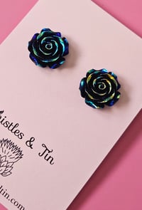 Image 2 of Oil Slick Rose Studs - SKU 532