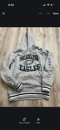 Large gray/stripe Eagle destroyed hoodie 