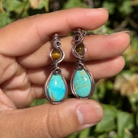 Image 2 of Turquoise x Tigers Eye Earrings 🩵