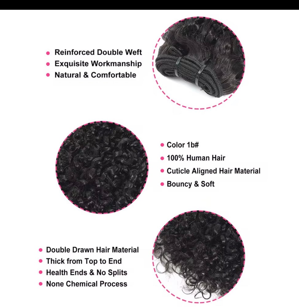 Image of Pixie Curl Super Double Drawn Hair Bundles Virgin Brazilian CuticleAligned color 1B