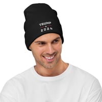 Image 2 of Trump 2024, Black, Navy, Embroidered Beanie
