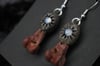 Dead good beetroot stained rabbit bone and moonstone earrings
