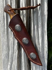 Image 1 of Damascus knife with olive wood and epoxy handle