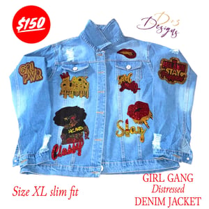 Image of Girl Gang Distressed Denim Jacket 