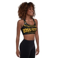 Image 3 of BOSSFITTED Black and Yellow Padded Sports Bra