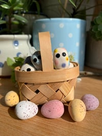 Image 5 of Mini Egg Guys Big (Pale Blue or Lilac) standing decoration.