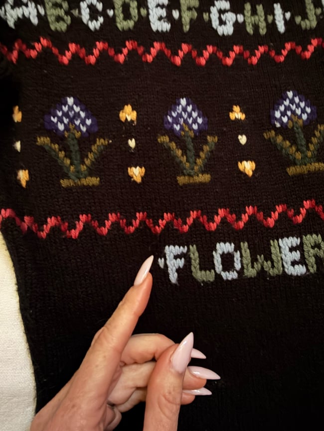70s alphabet and flowers knit dress