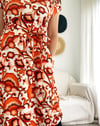 Ready Made Orange Retro Floral Midi Dress with free postage 