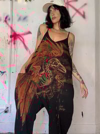 Image 3 of “DEAD INSIDE” CUSTOM BLEACH PAINTED BAGGY ROMPER LARGE